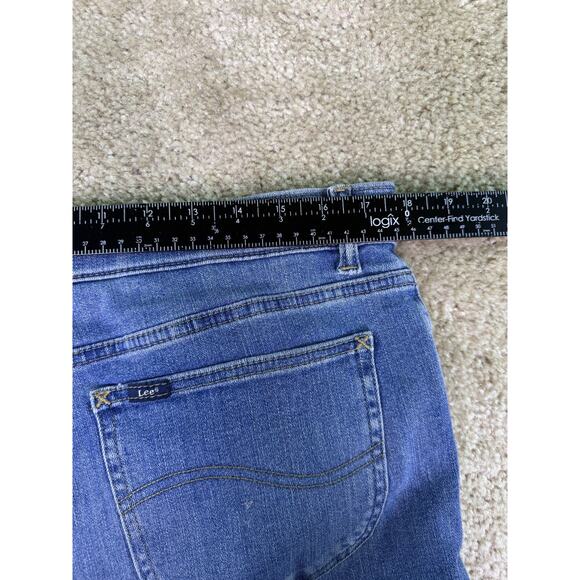Lee Slim Fit Straight Leg Mid Rise Jeans Womens 14 Blue Denim Dark Wash D233 - Picture 11 of 14